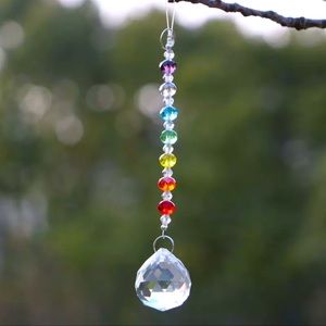 Sun catcherπ chakra crystal diamond ball 20mm rainbow shiny strand beaded decor
